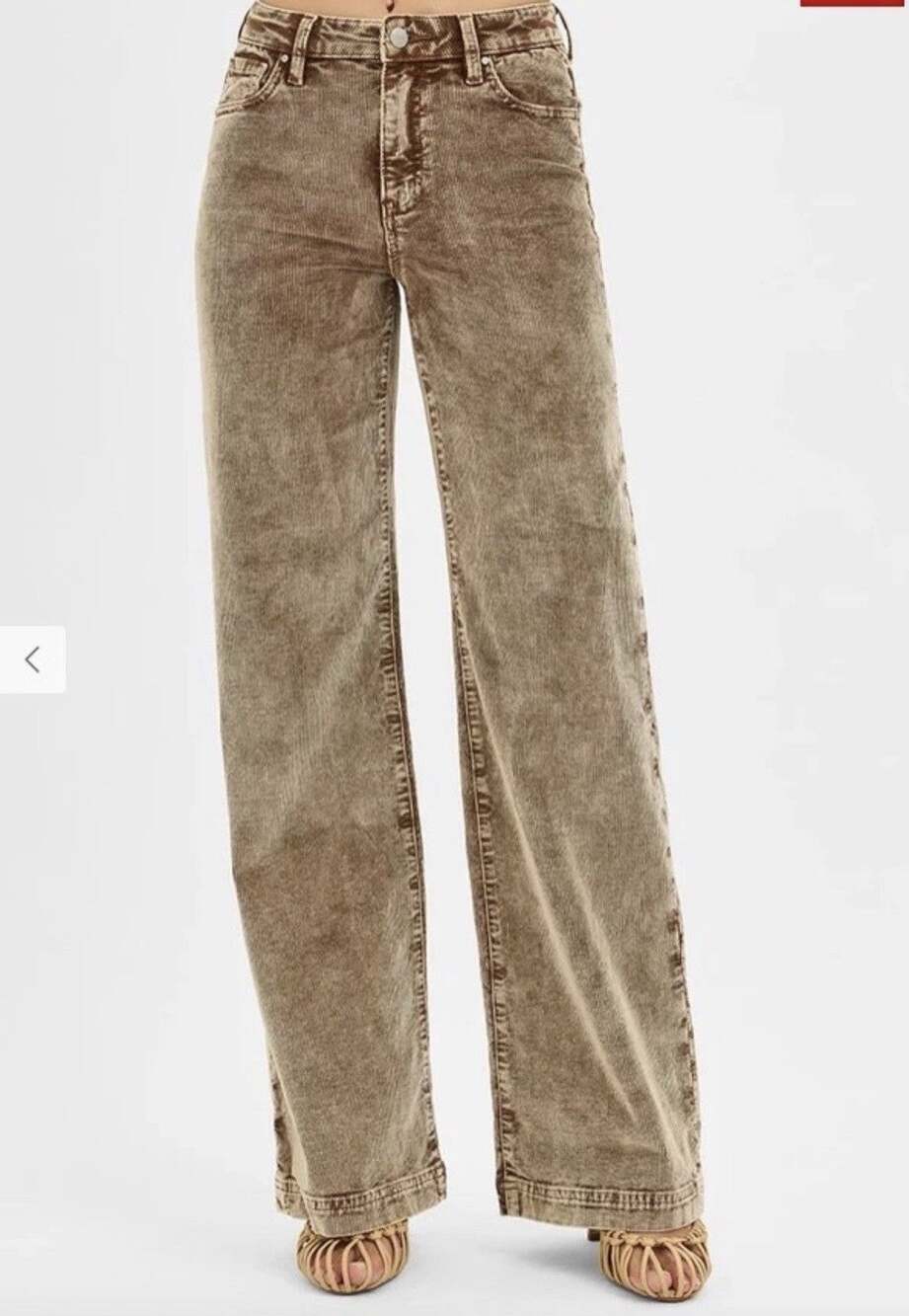 Risen Jeans High Rise Crop Corduroy Pants in Mocha Stretch Women's Size 15/32